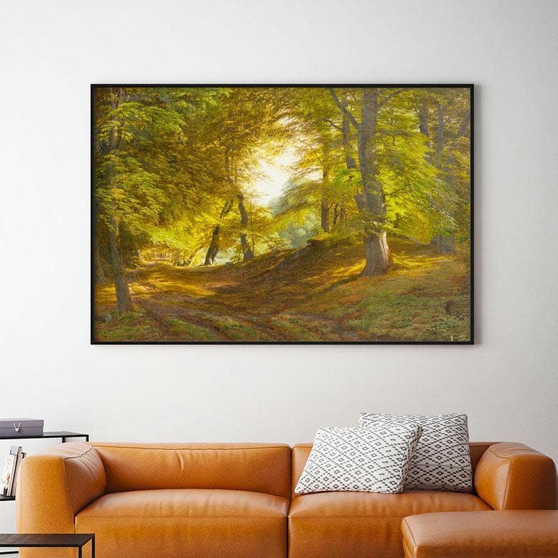 The Woods By Castle Canvas Wall Painting - Black Frame