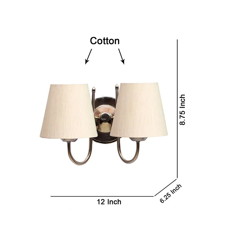 Veda Duo Conical Fabric & Metal Wall Lamp - Beige & Metallic media 4