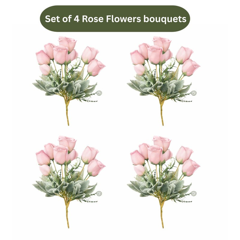Florique Polyester Artificial Rose Flower - Set of Four media 3