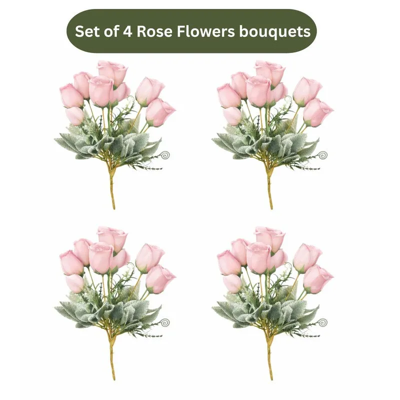 Florique Polyester Artificial Rose Flower - Set of Four media 3