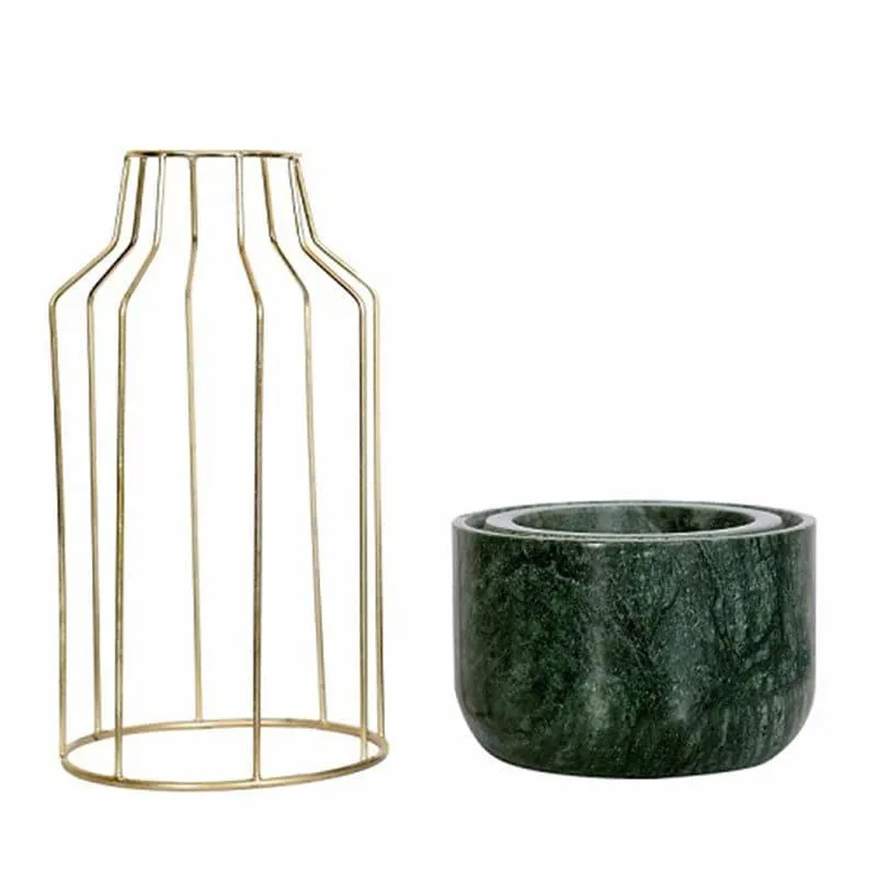 Golden Mesh Eartha Hand Crafted Marble Planter - Green media 4