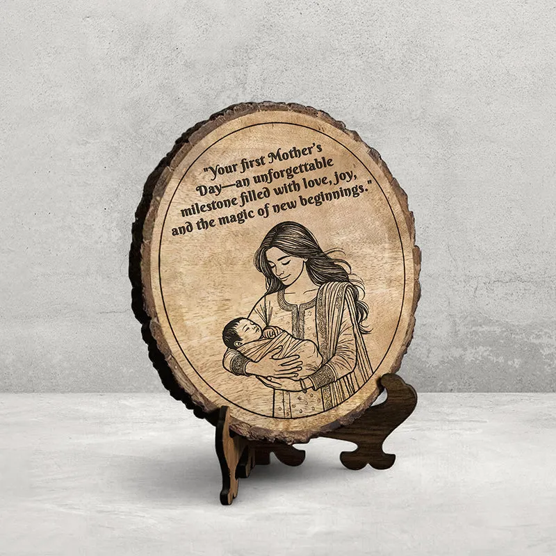 First Mother's Day Wood Showpiece - Round media 3