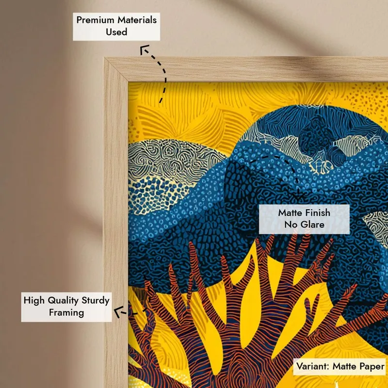 Sunlit Canvas Wall Painting With Brown Frame media 9