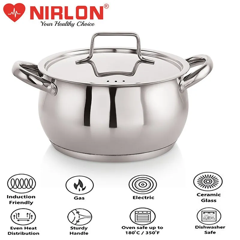 Nirlon Stainless Steel Handi With Lid (2200 mL) - 6 Inches media 6