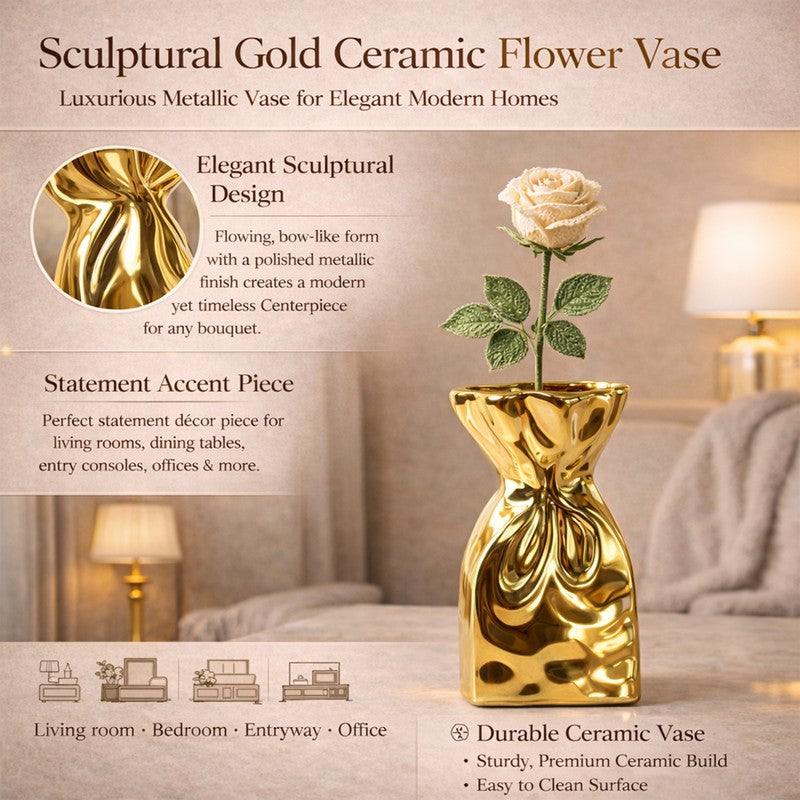 Gildora Ceramic Vase - Gold media 8