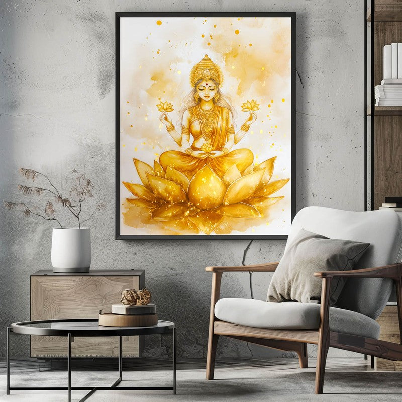 Padma Lakshmi Spiritual Archival Paper Wall Painting With Frame - Black media 3