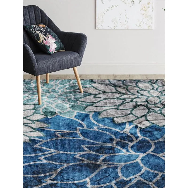 Enaya Floral Polyester Carpet - Blue media 3