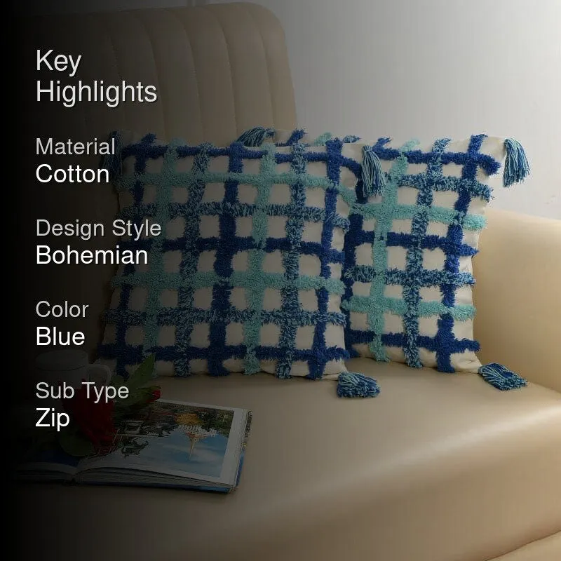 Grid Sea Tufted Cushion Cover - Set Of Two media 2