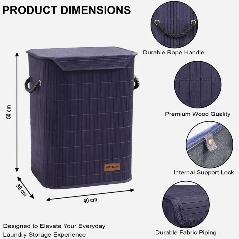 Strap Bamboo Laundry Basket - Navy Blue media 10