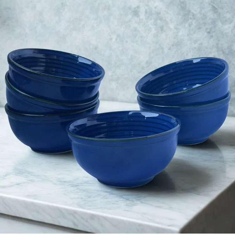 IndiLuxe Ceramic Snack Bowls (Blue, 200 mL Each) - Set Of Six media 4