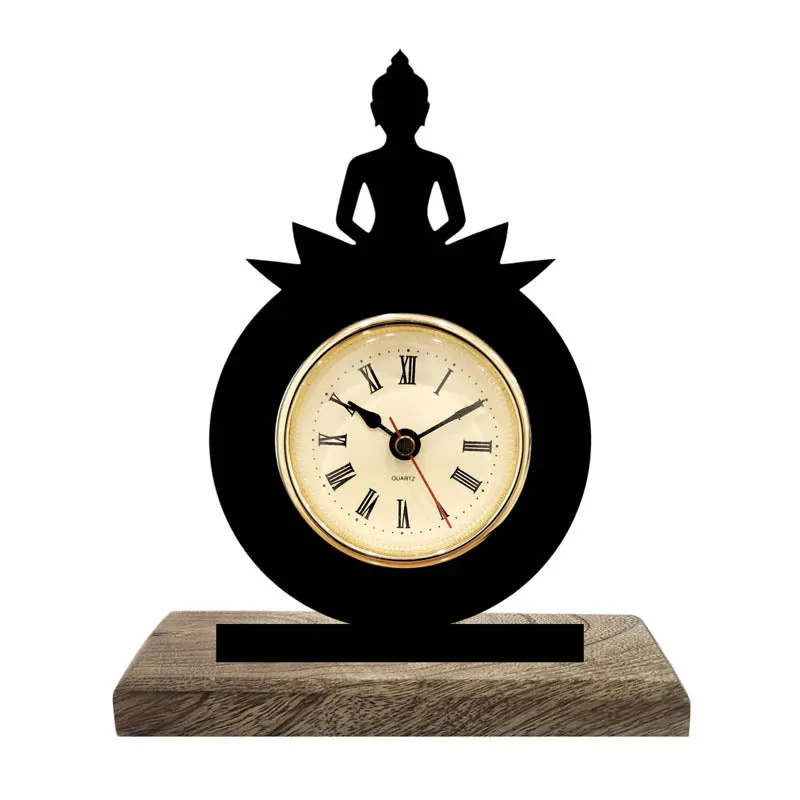 Hour of Enlightenment Iron & Mango Wood Table Clock media 3