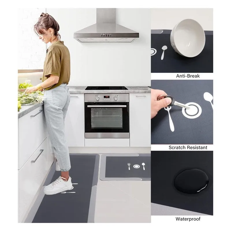 Contemporary Grey Anti (Skid Foam Kitchen Floor Mats) - Set Of Two media 6