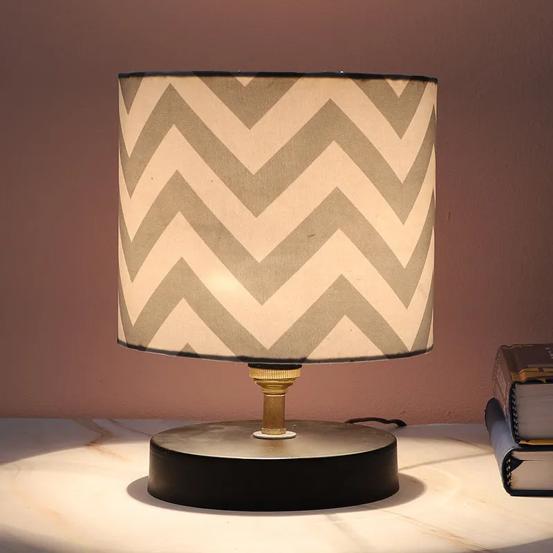 Chevron Light Loop Printed Iron Table Lamp - Grey,White,Black media 1