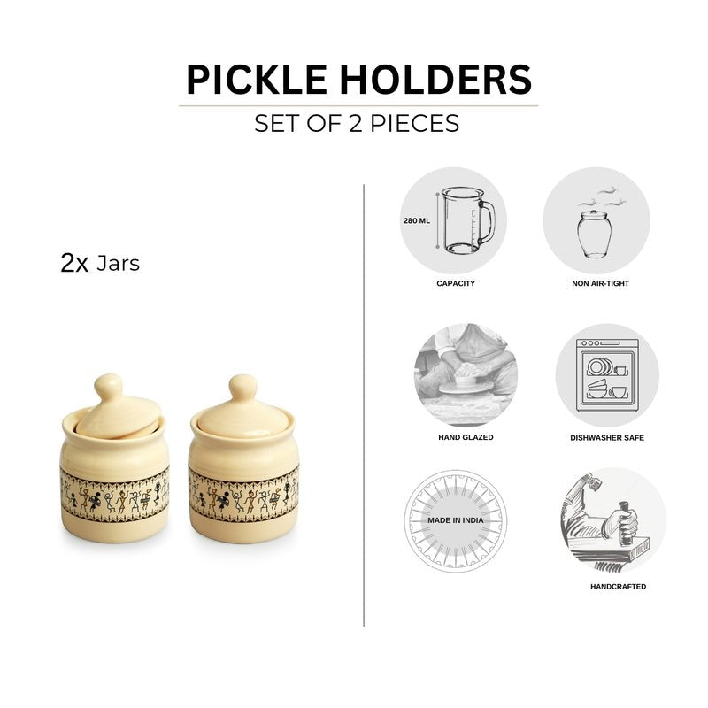 Warli Muse Airtight Storage Jar (280 ML Each) - Set Of Two media 5