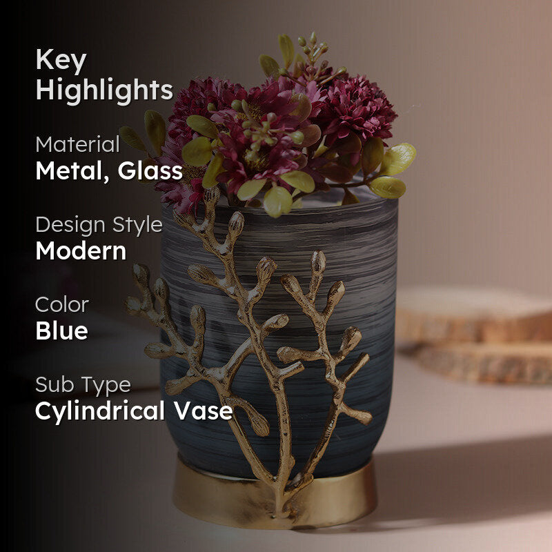 Roscoe Gemma Vase - Blue & Gold media 2