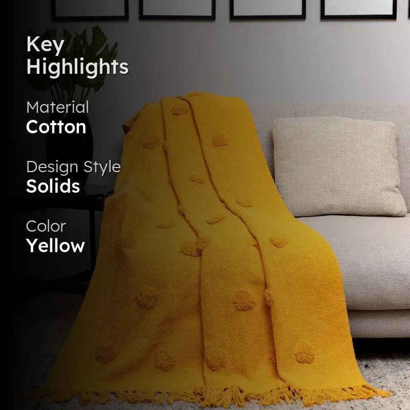 Urban Space Modern Pom-Pom Cotton Throw - Yellow media 2