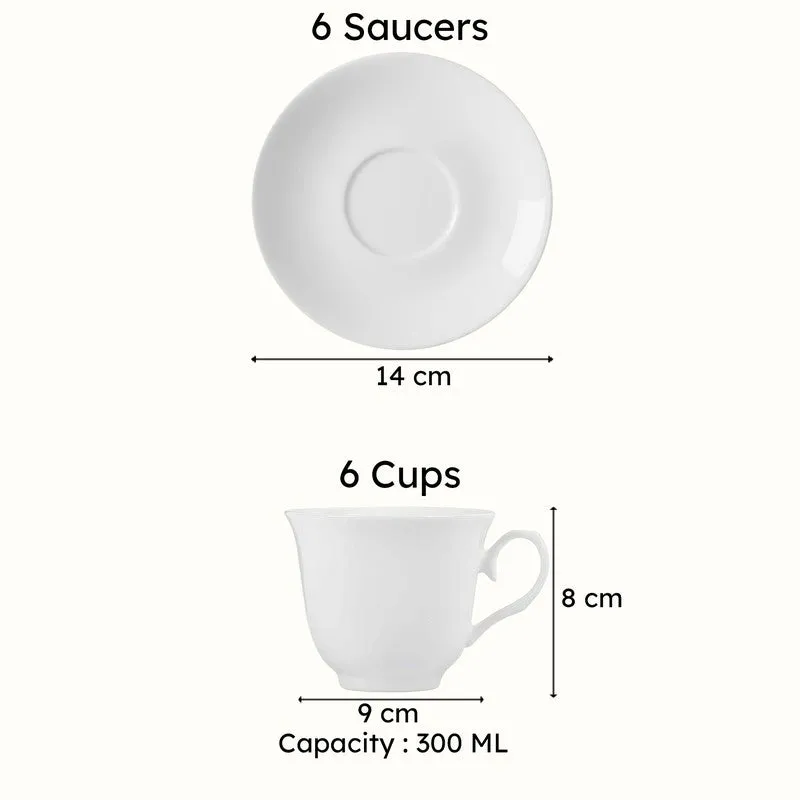 TeaTime 24k Gold Brushed Porcelain Tea Cup (300 mL Each) -  Twelve Piece Set media 10