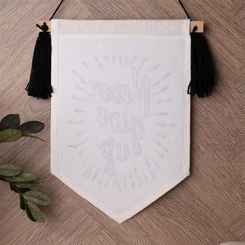 Never Give Up Banner Fabric & Wool Wall Accent - 4