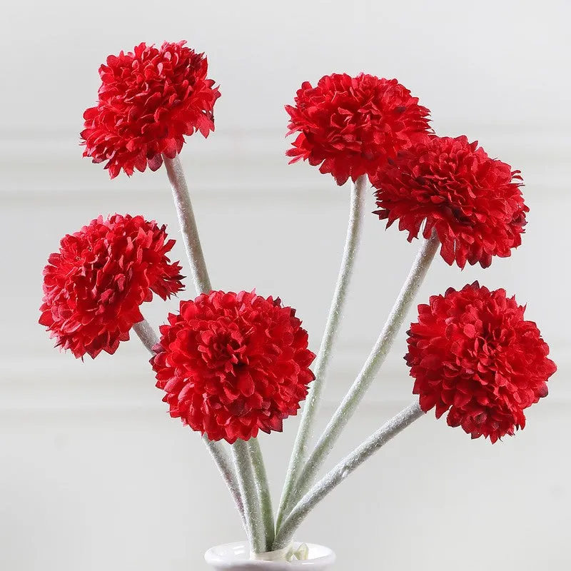 Pom Pom Artificial Flowers - Red media 4