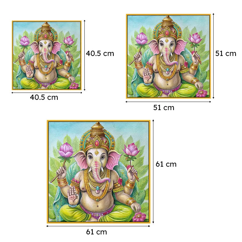 Vibrant Ganesha Canvas Wall Art With Frame media 7