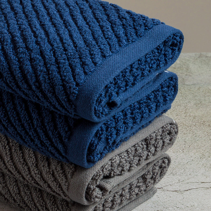 Nautica Riviera Soft Cotton Hand & Face Towel (Navy Blue & Dark Grey) - Set Of Four media 5