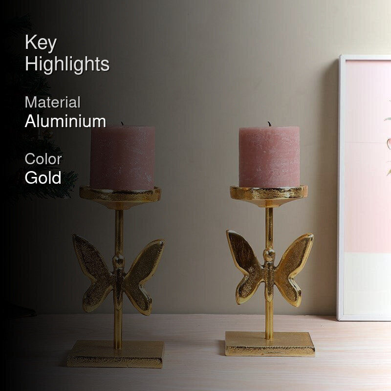 Papillon D'Or Aluminium Tea Light Holder - Set Of Two media 2