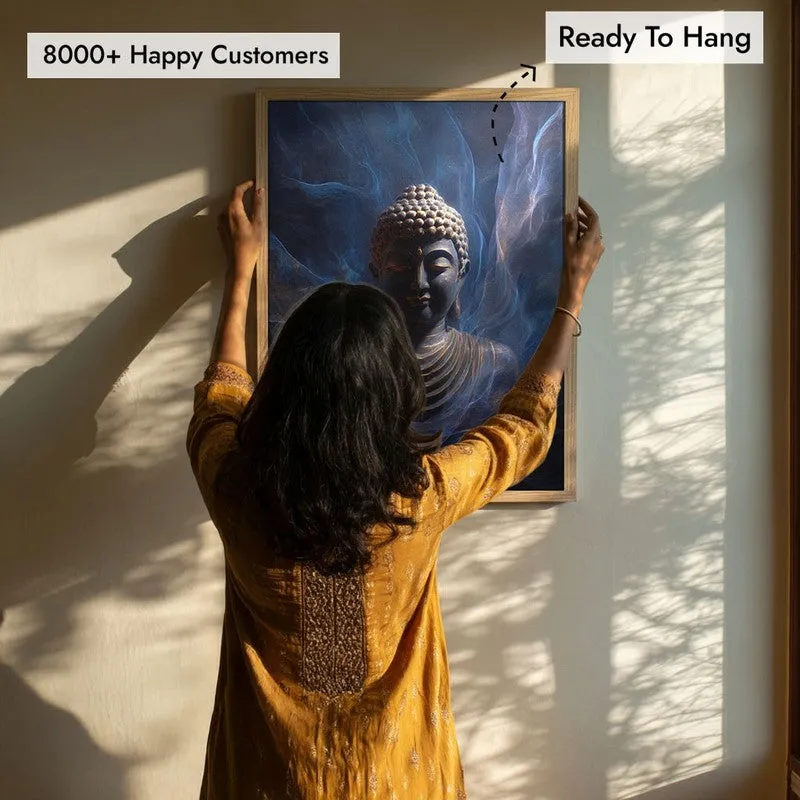Cosmic Buddha Archival Paper Wall Painting With Brown Frame media 7