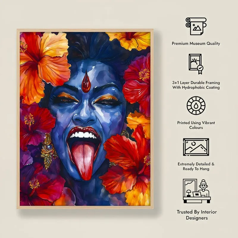 Mahakali Spiritual Archival Paper Wall Painting - Natural Brown Frame media 8