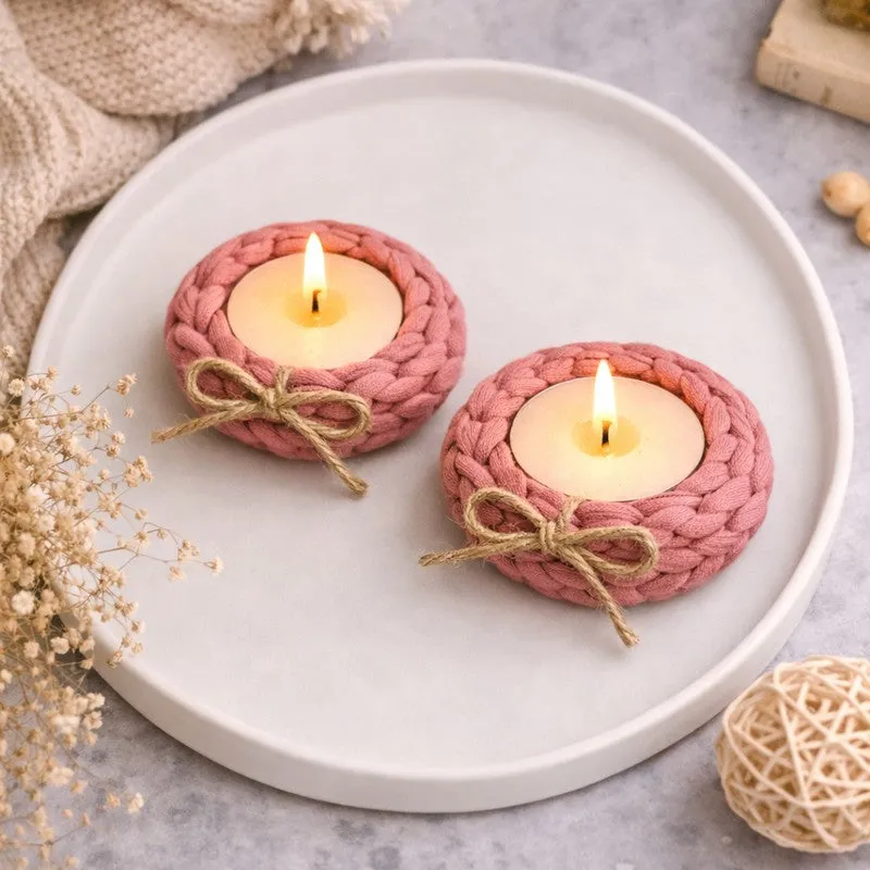 Cozy Knot Tealight Candle Holder (Pink) - Set of Two media 5