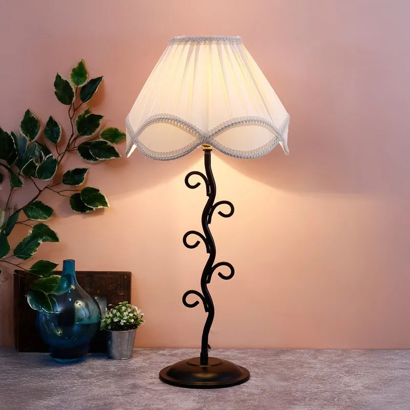 Celeneva Cotton Table Lamp With Iron Base - White media 3