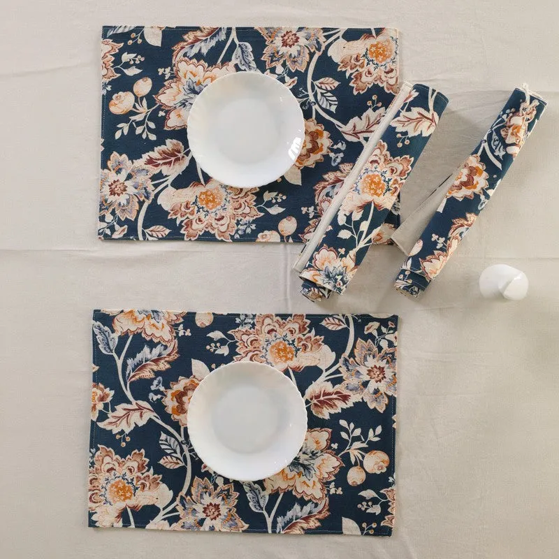 Navy Blossom Haven Canvas Table Mats - Set Of Four media 3