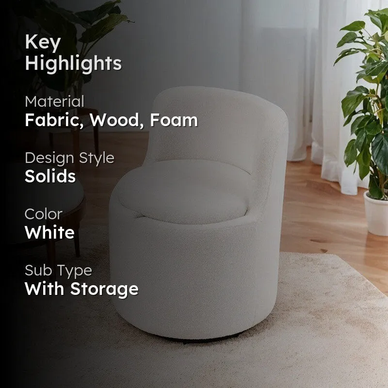 Comfora Solid White Sherpa Fabric Ottoman media 2