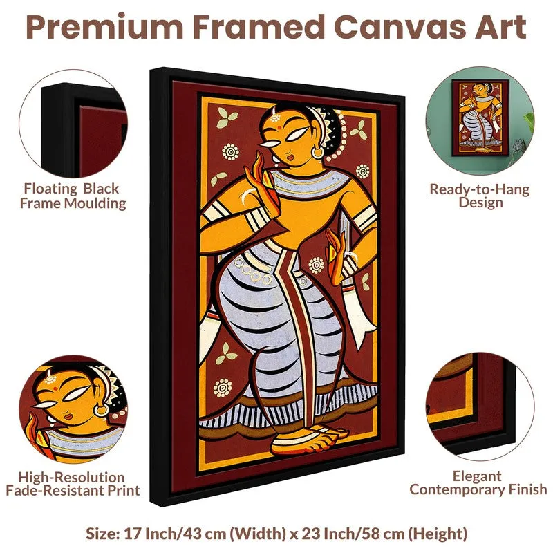Indian Folk Canvas Wall Painting With Frame media 5