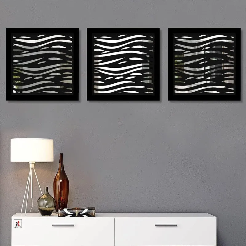 Aurora Glass Wall Mirror With Wooden Frame - Set Of Three media 1