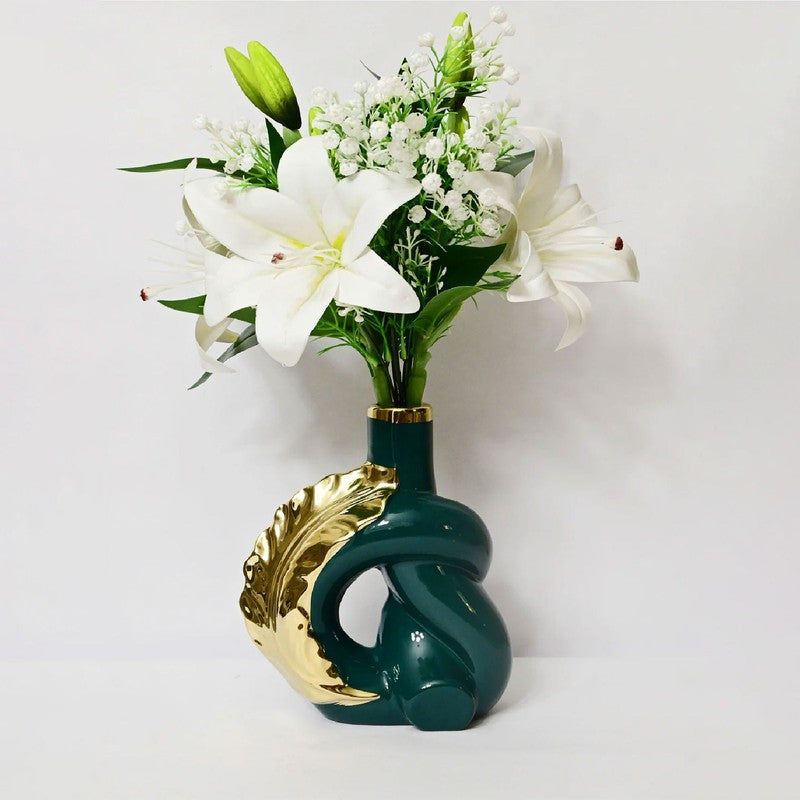 Elvion Modern Sculpted Art Vase - Green media 4