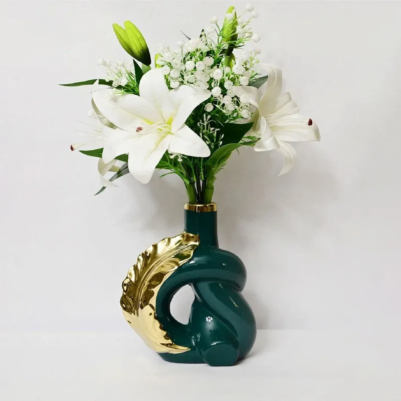 Elvion Modern Sculpted Art Vase - Green media 4