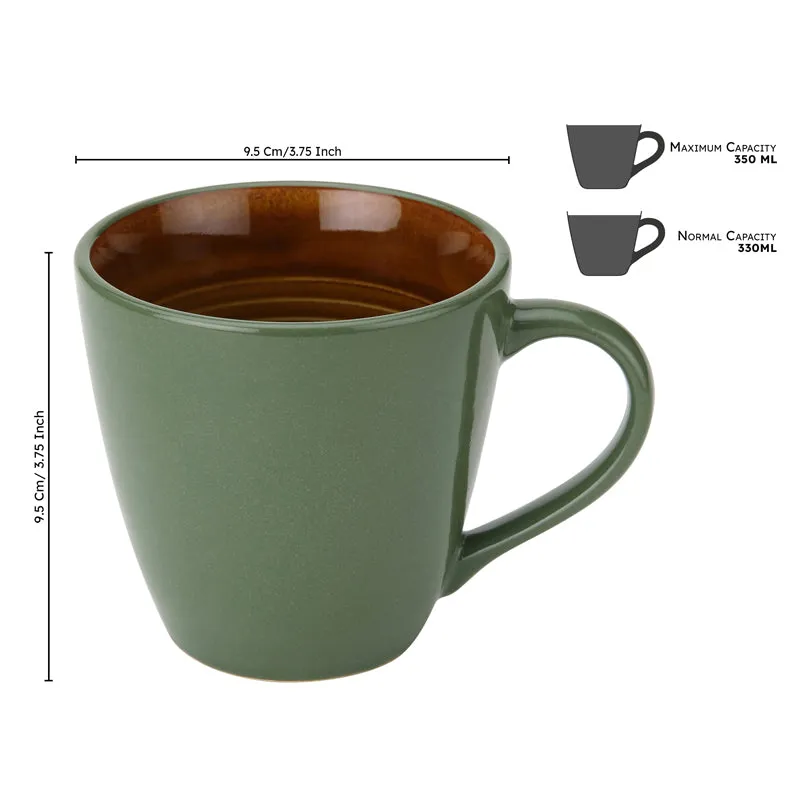 Karvaa Ceramic Coffee Mug (Forest Green/350 mL Each) - Set Of Six media 8