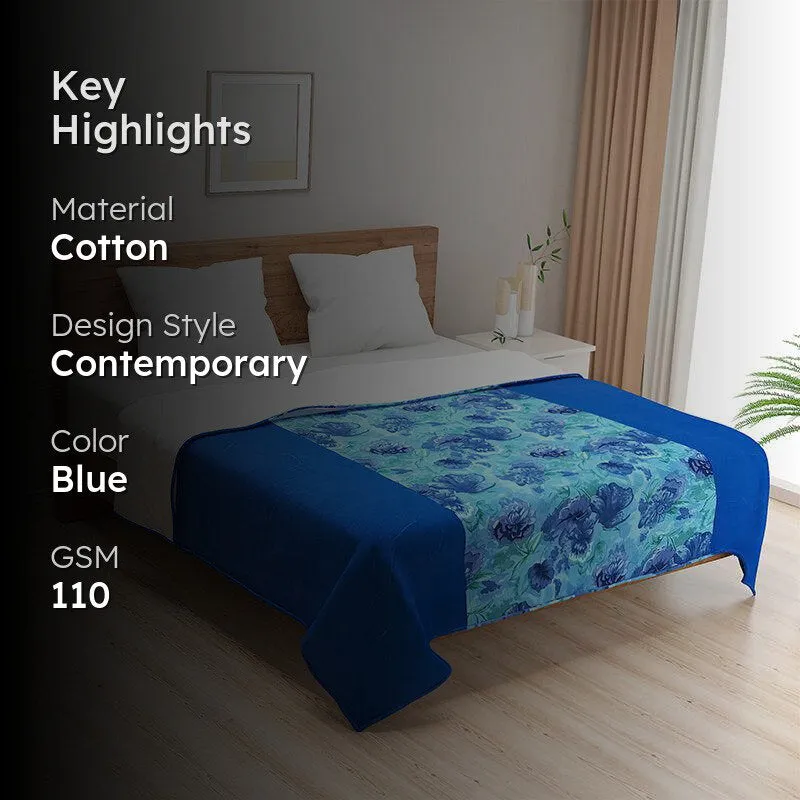 Swayam Beatific Blue Floral Cotton Dohar - 110 GSM media 2