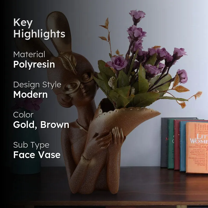Thaisa Polyresin Vase - Brown & Gold media 2
