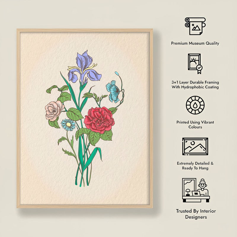 Garden Bliss Archival Paper Wall Art  - Natural Brown Frame media 8
