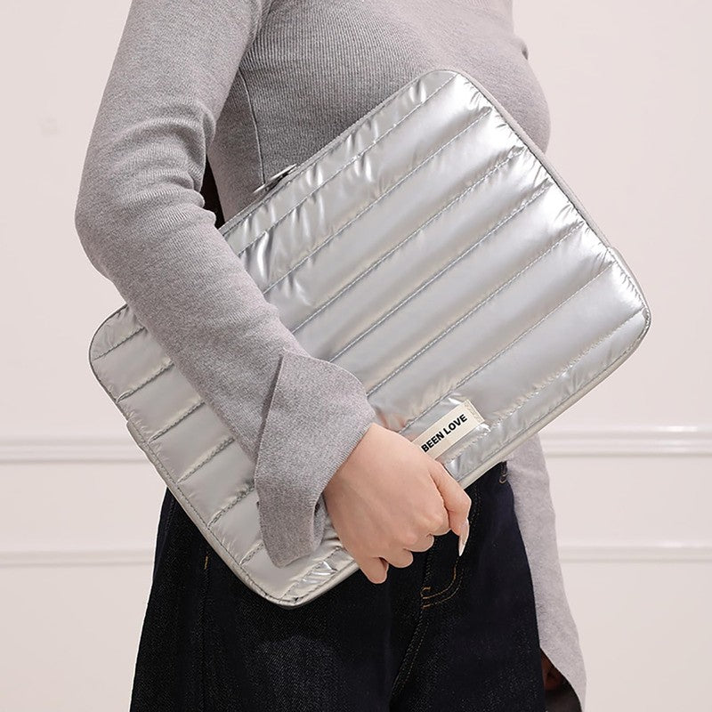 Midnight Silver Quilted Laptop Sleeve media 6