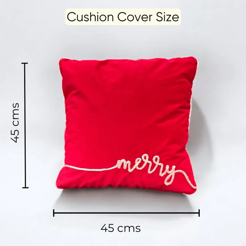Crimson Gold Cheer Velvet Christmas Cushion Cover media 6