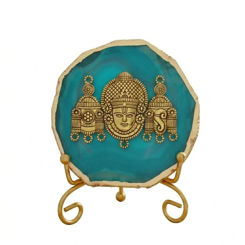 Mahalakshmi Agate Showpiece With Stand - Blue media 3