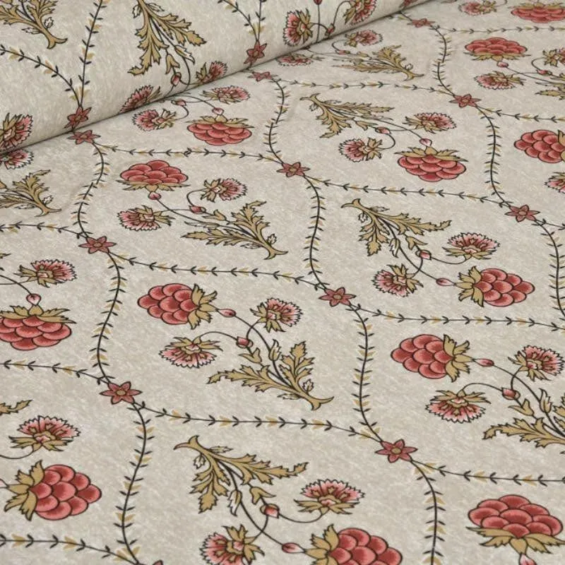 Mughal Jaali Printed Cotton Bedsheet (Red & Beige) - 120 TC media 5
