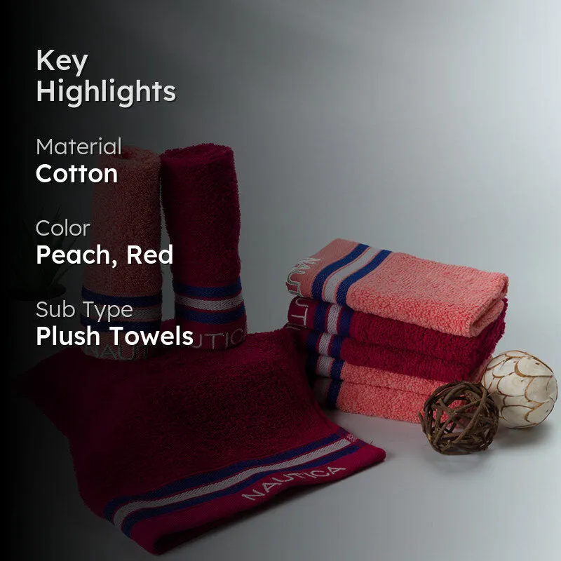 Nautica Dove Down Cotton Face Towel (Coral & Burgundy) - Set Of Eight media 2