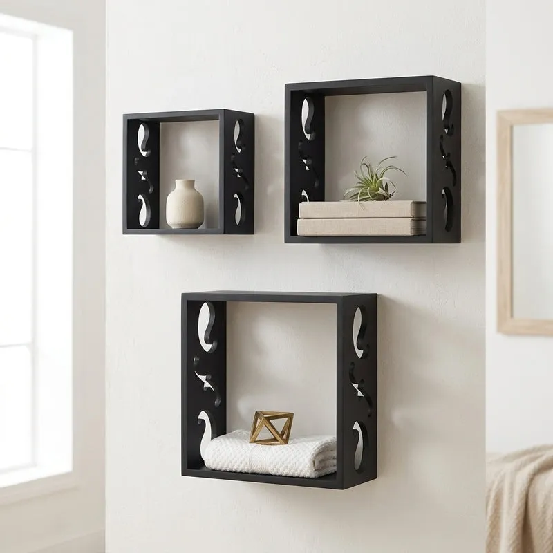 Tenby Floating Wall Shelf (Black) - Set Of Three media 1