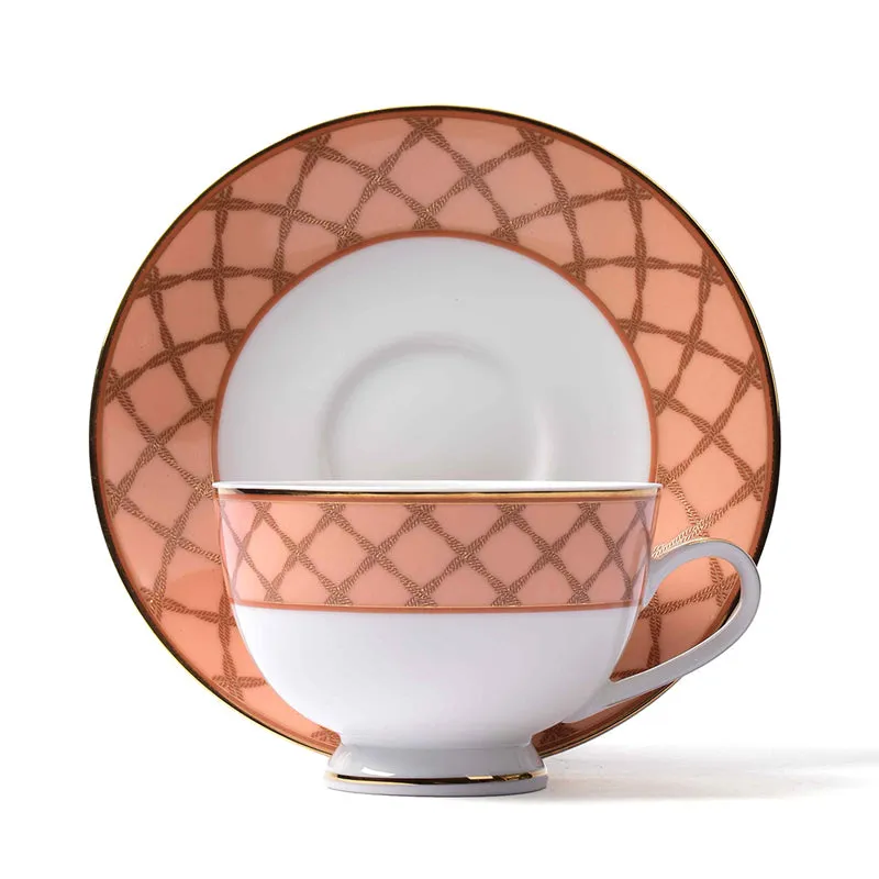 Angel Rope 24k Gold Brushed Porcelain Tea Cup & Saucer (280 mL) - Set of Six media 5