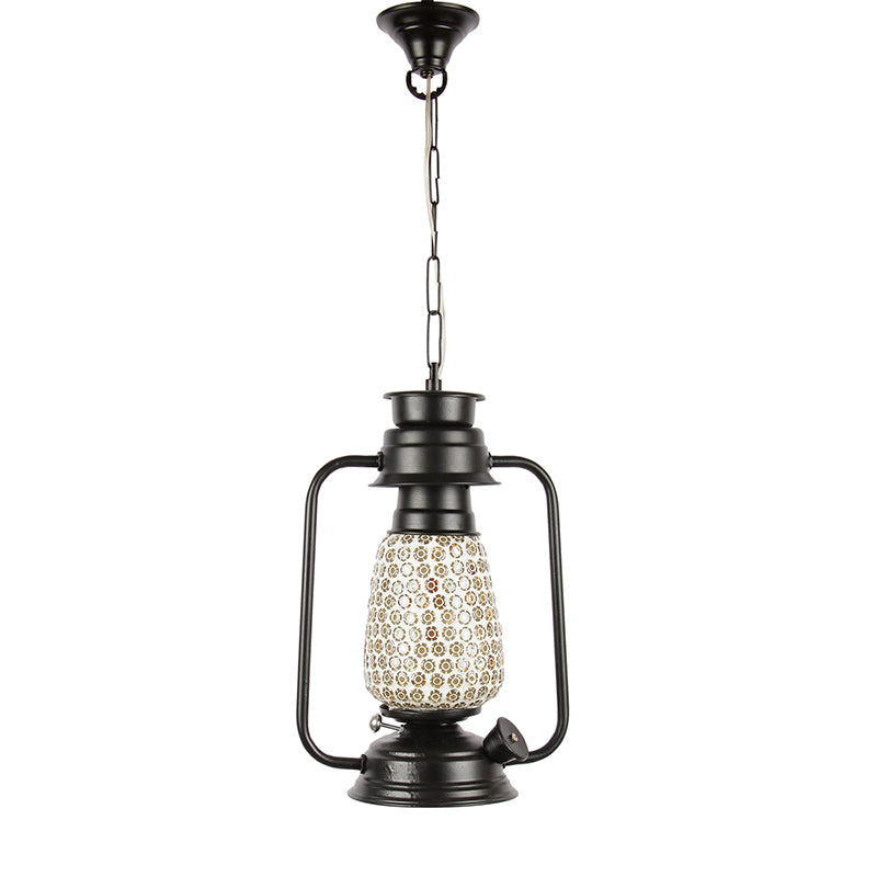 Navina Mosaic Lantern Glass Ceiling Lamp - Black media 4