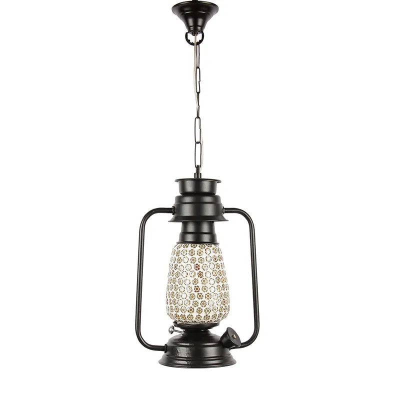 Navina Mosaic Lantern Glass Ceiling Lamp - Black media 4