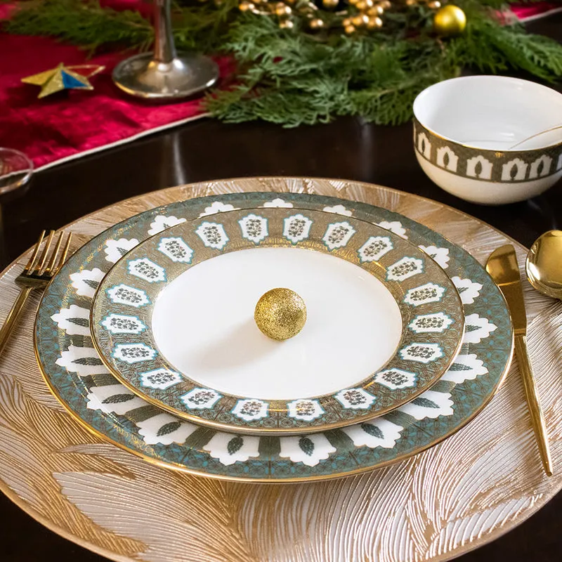 Gilded Chinar 24k Gold Brushed Porcelain Dinner Set - 33 Piece Set media 3